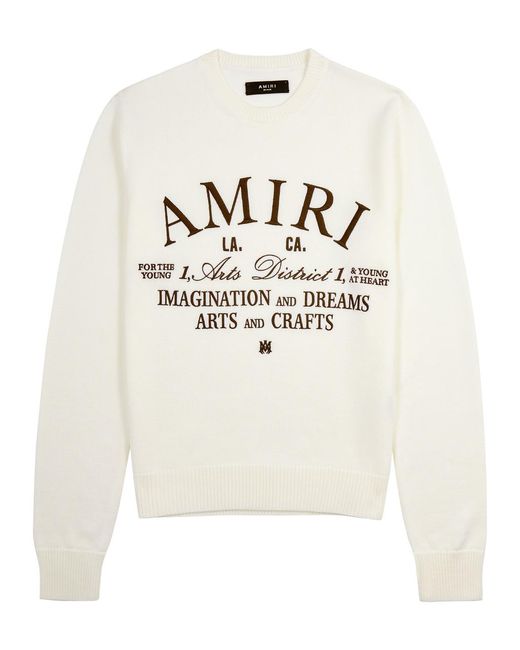 Amiri White Arts District Logo-embroidered Wool Jumper for men