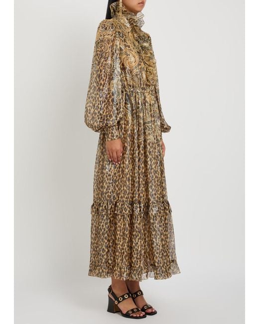 Etro Natural Printed Silk-Blend Midi Dress