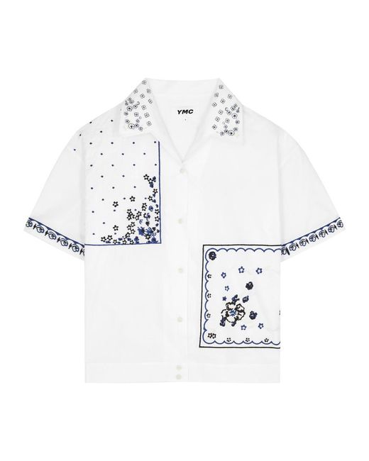 YMC White Wanda Embroidered Cotton-Poplin Shirt