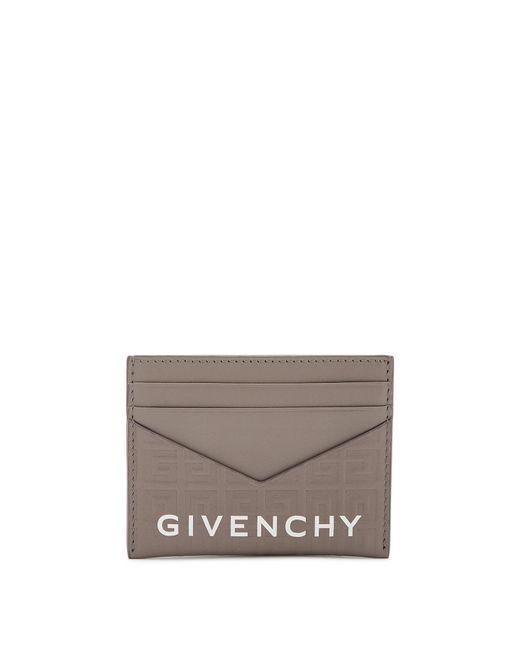 Givenchy Gray Cut Out Logo Leather Card Holder