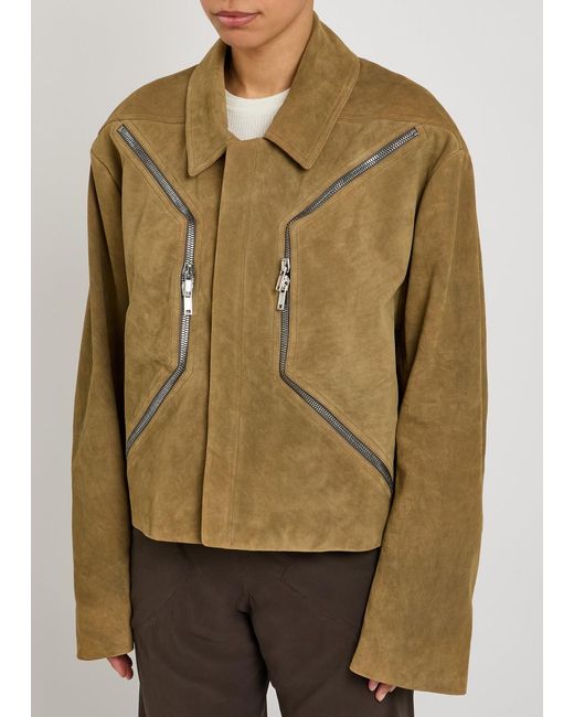 Rick Owens Green Heizer Suede Jacket