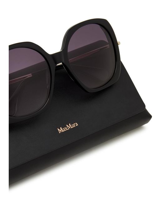 Max Mara Black Malibu Oversized Round-frame Sunglasses
