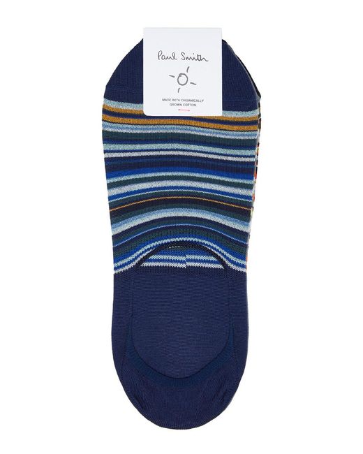 Paul Smith Blue Striped Cotton-blend Trainer Socks for men
