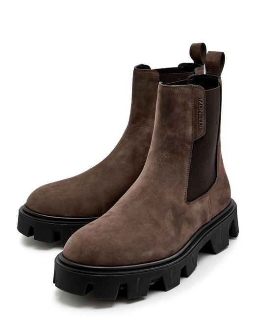 Moncler Brown Peak City Suede Chelsea Boots for men