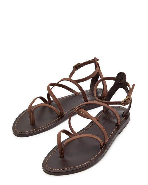 K. Jacques Brown Epicure Cross-Over Leather Sandals