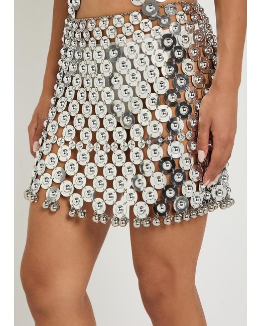 Rabanne White Disc Link Metal Mini Skirt
