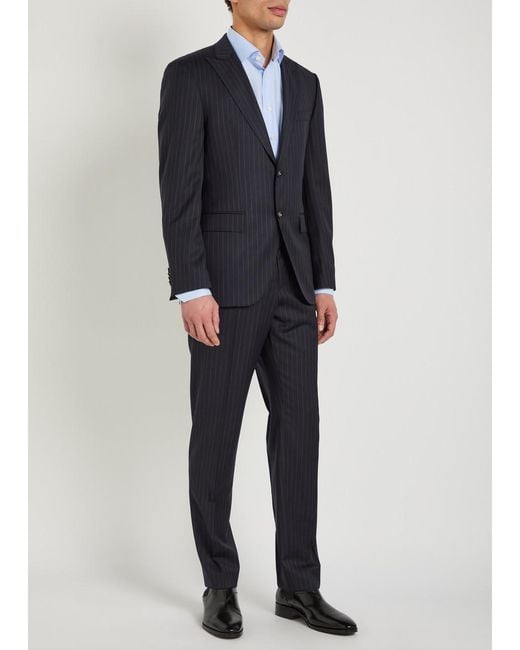 Boss Black Pinstriped Wool Suit for men