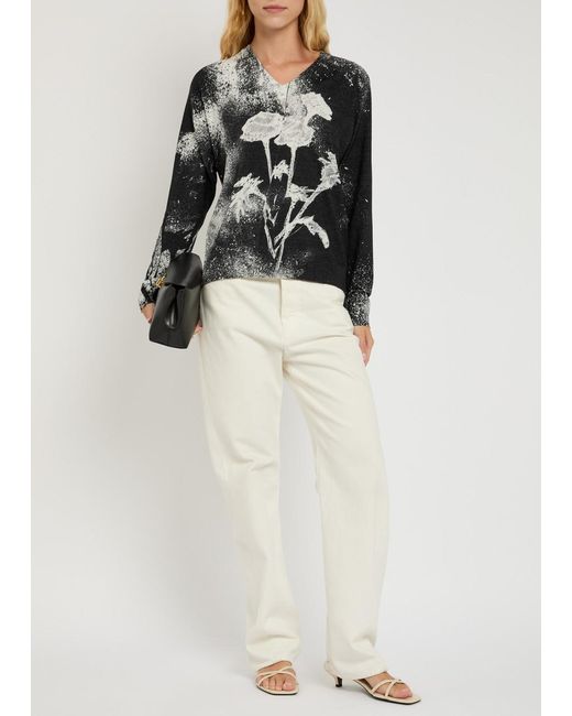 High Gray Amuse Printed Rayon-Blend Top