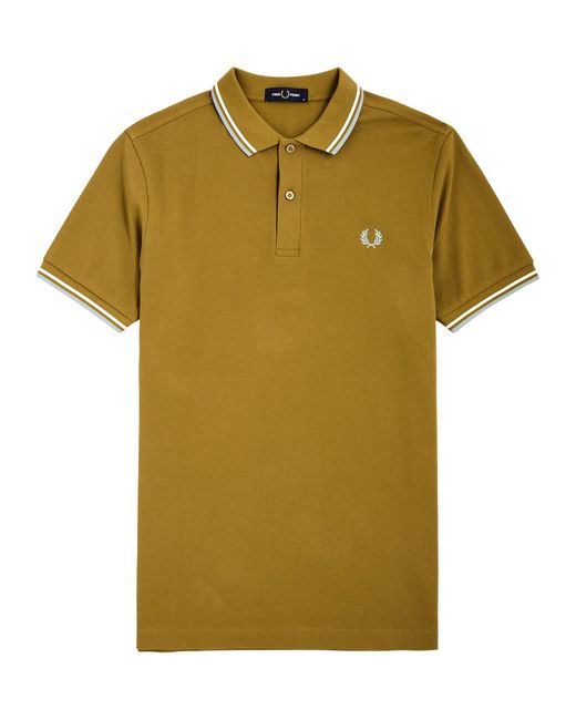 Fred Perry Green Logo-Embroidered Piqué Cotton Polo Shirt for men