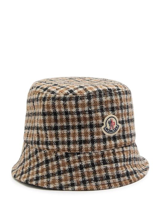 Moncler Brown Reversible Houndstooth Wool-Blend Bucket Hat