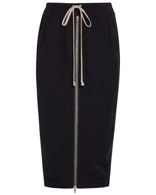 Rick Owens Black Drawstring Silk-Georgette Midi Skirt