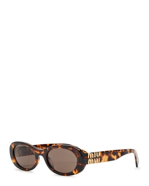 Miu Miu Brown Oval-Frame Sunglasses