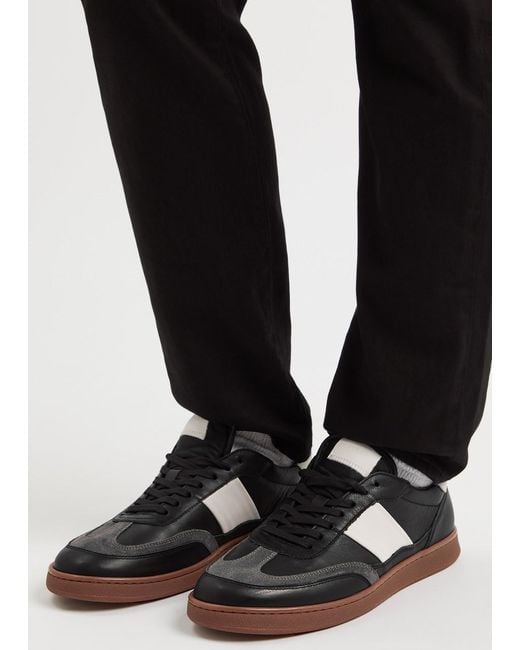 Collegium Black Pillar Court Ii Panelled Leather Sneakers for men