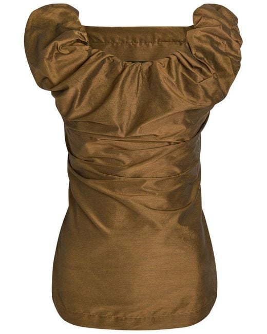 Vivienne Westwood Brown Ginnie Draped Cotton-Blend Top