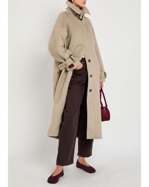 Damson Madder Natural Jude Herringbone Wool-Blend Coat