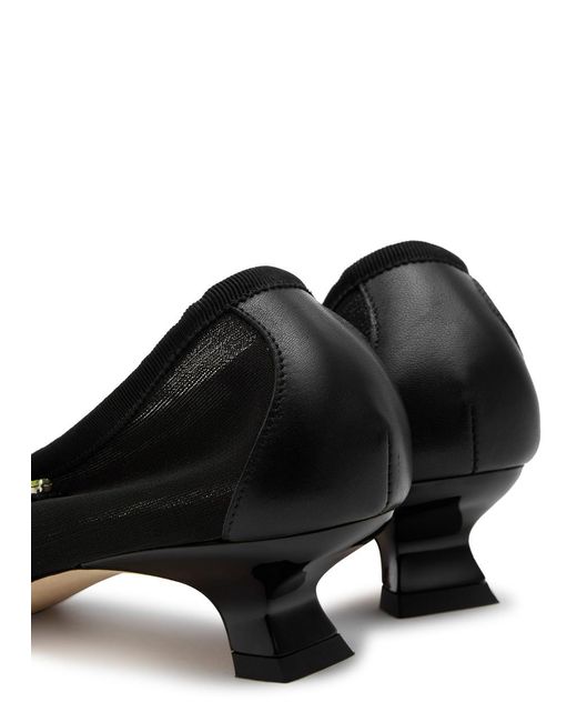 Simone Rocha Black 40 Crystal-Embellished Mesh Pumps