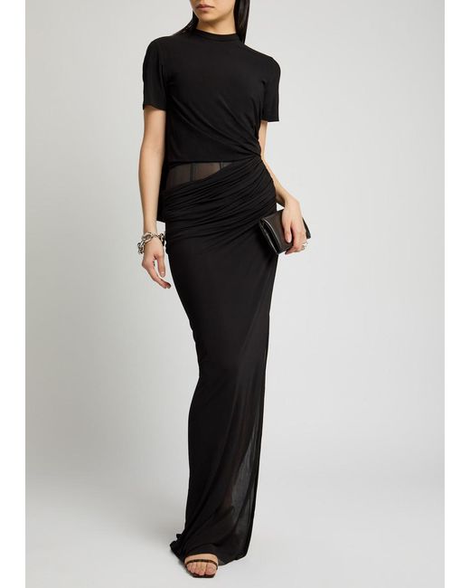 Christopher Esber Black Coiled Draped Corseted Jersey Maxi Dress