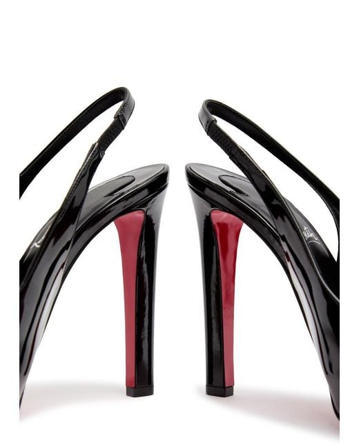 Christian Louboutin Black Lady Fanny 120 Patent Leather Slingback Sandals