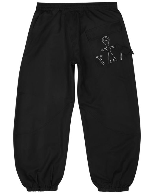 J.W. Anderson Black Twisted Logo Nylon Sweatpants for men