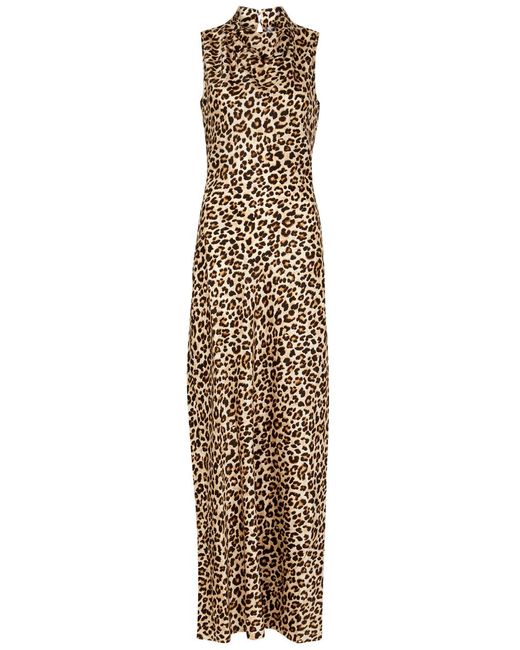 Veronica Beard Natural Kura Leopard-print Stretch-silk Maxi Dress