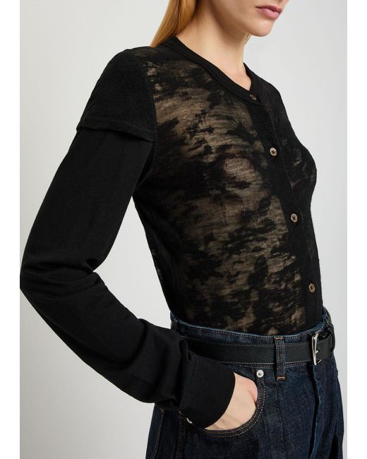 Our Legacy Black Heat Floral-Jacquard Merino Wool Top