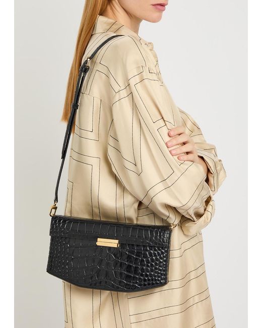 Totême  Black Crocodile-Embossed Leather Shoulder Bag