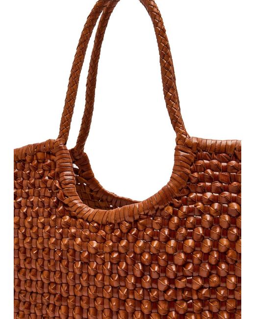 Dragon Diffusion Brown Nantucket Cactus Woven Leather Tote Bag