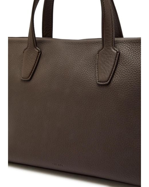The Row Brown Marcel Grained Leather Tote