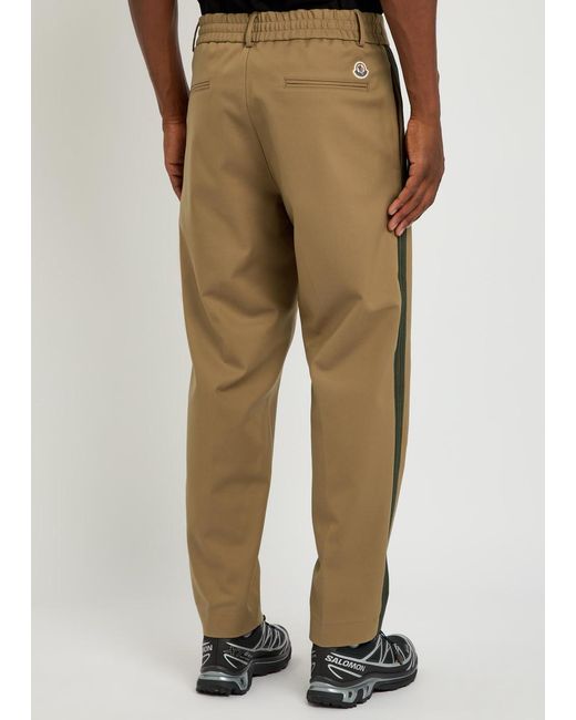 Moncler Natural Logo-Appliquéd Cotton-Blend Chinos for men