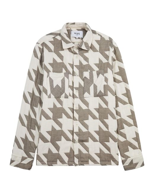 Wax London White Whiting Houndstooth Cotton-blend Overshirt for men
