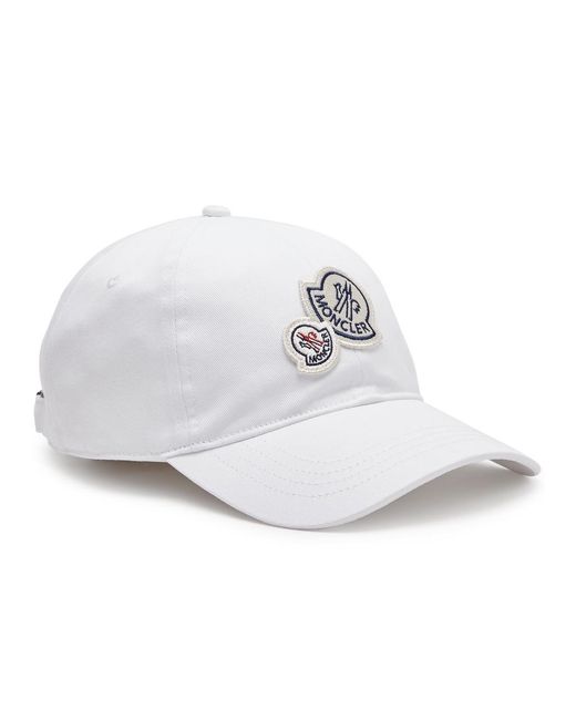 Moncler White Logo Cotton Cap for men