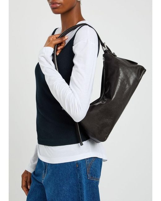 Lemaire Black Belted Baguette Leather Shoulder Bag
