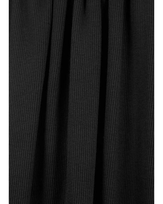 By Malene Birger Black Anaissa Ribbed Stretch-Cotton Midi Dress