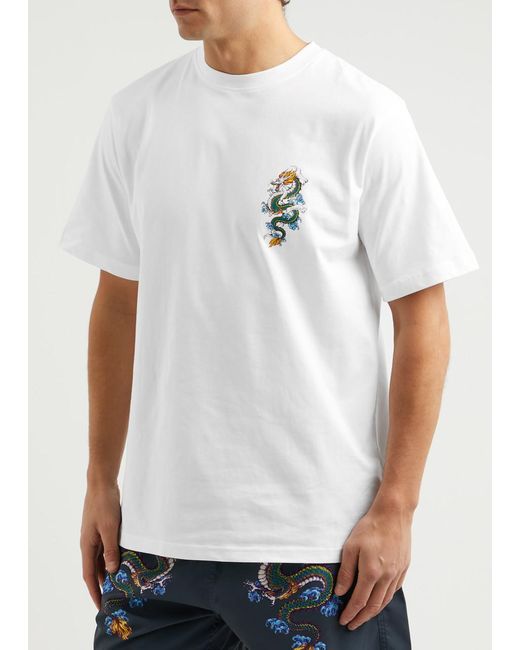 Boardies White Shenlong Printed Cotton T-Shirt for men