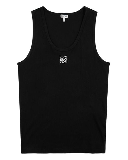 Loewe Black Logo-Embroidered Stretch-Cotton Tank for men