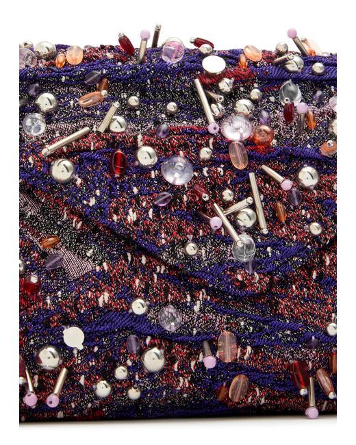 Dries Van Noten Purple Embroidered Envelope Cloqué Clutch Bag