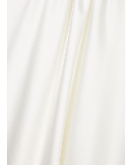 Galvan White Cropped Pandora Satin Maxi Dress