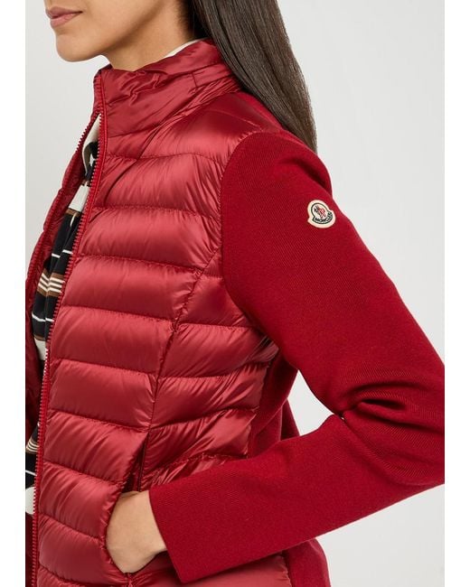 Moncler Red Quilted Wool-Blend Jacket