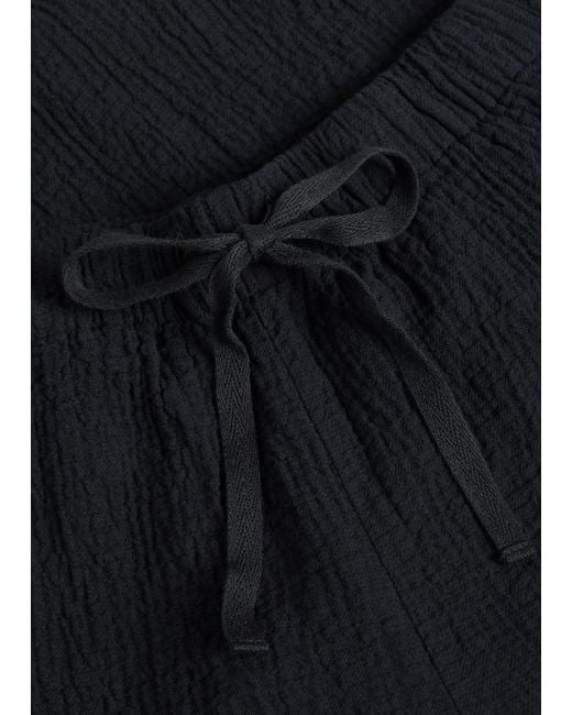 Eileen Fisher Blue Straight-Leg Seersucker Trousers