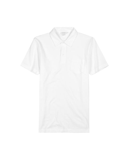 Sunspel White Riviera Cotton-Mesh Polo Shirt for men