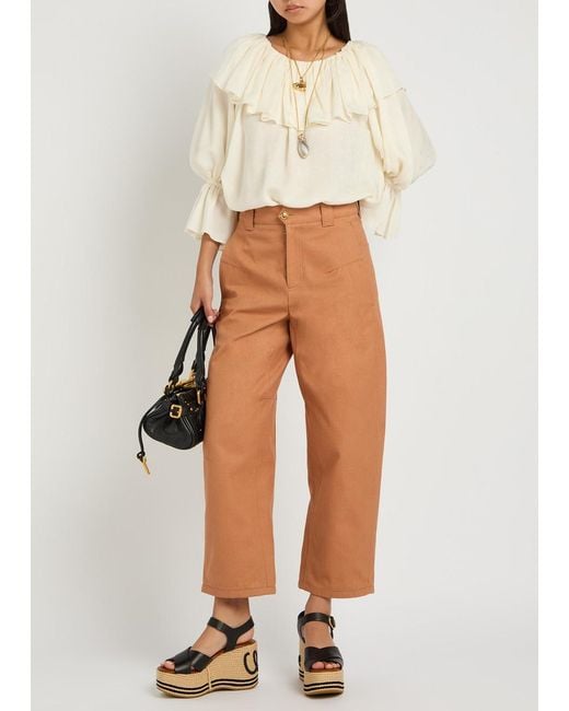 Chloé Orange Barrel-Leg Canvas Trousers