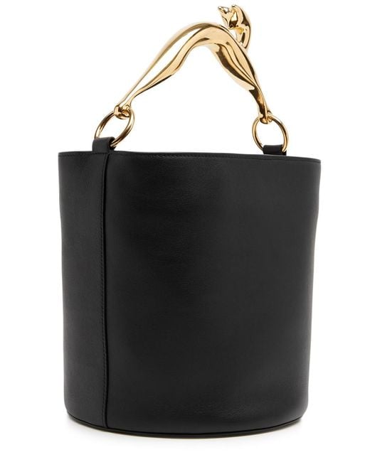 Lanvin Black Cat Leather Bucket Bag