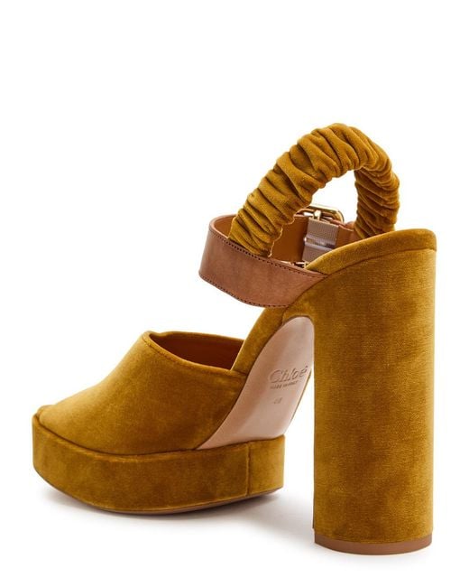 Chloé Brown Aria Suede Platform Sandals