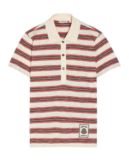 Moncler Red Striped Cotton Polo Shirt