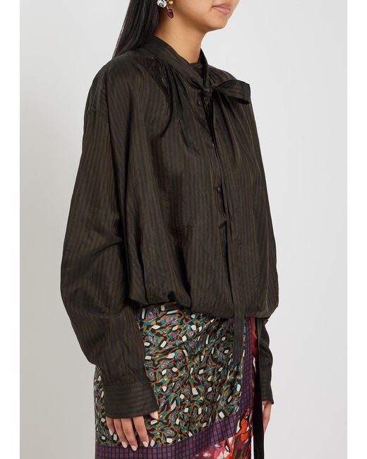 Dries Van Noten Black Cenvy Pinstriped Woven Blouse