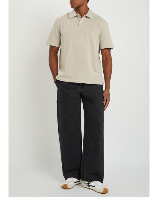 Loewe White Logo-Embroidered Piqué Cotton Polo Shirt for men