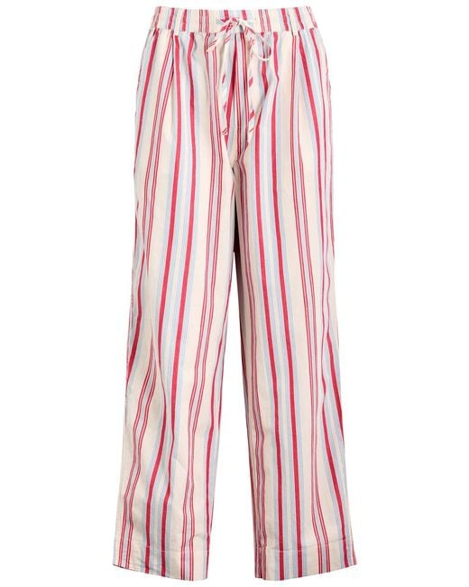 Damson Madder Red Georgia Striped Cotton Trousers