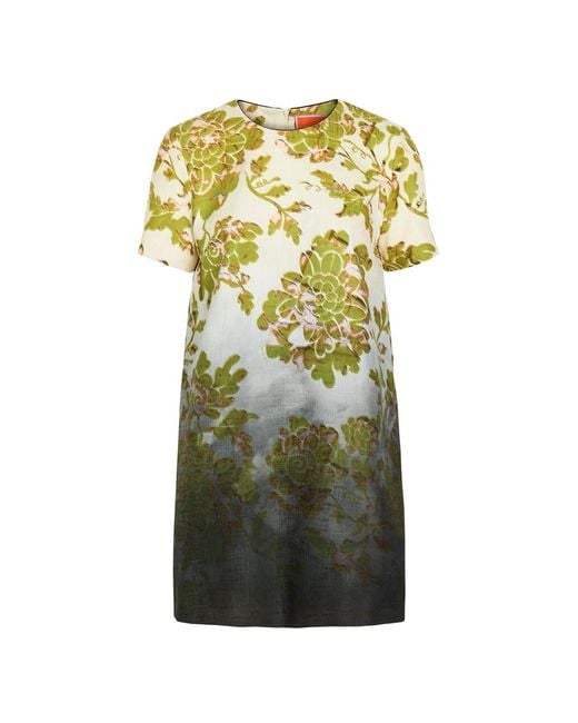 LaDoubleJ Green Swing Floral-Print Woven Mini Dress