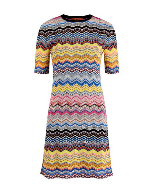 Missoni Multicolor Zigzag Embellished Knitted Mini Dress