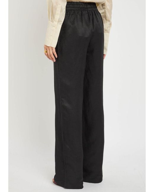 Anine Bing Black Soto Wide-Leg Trousers